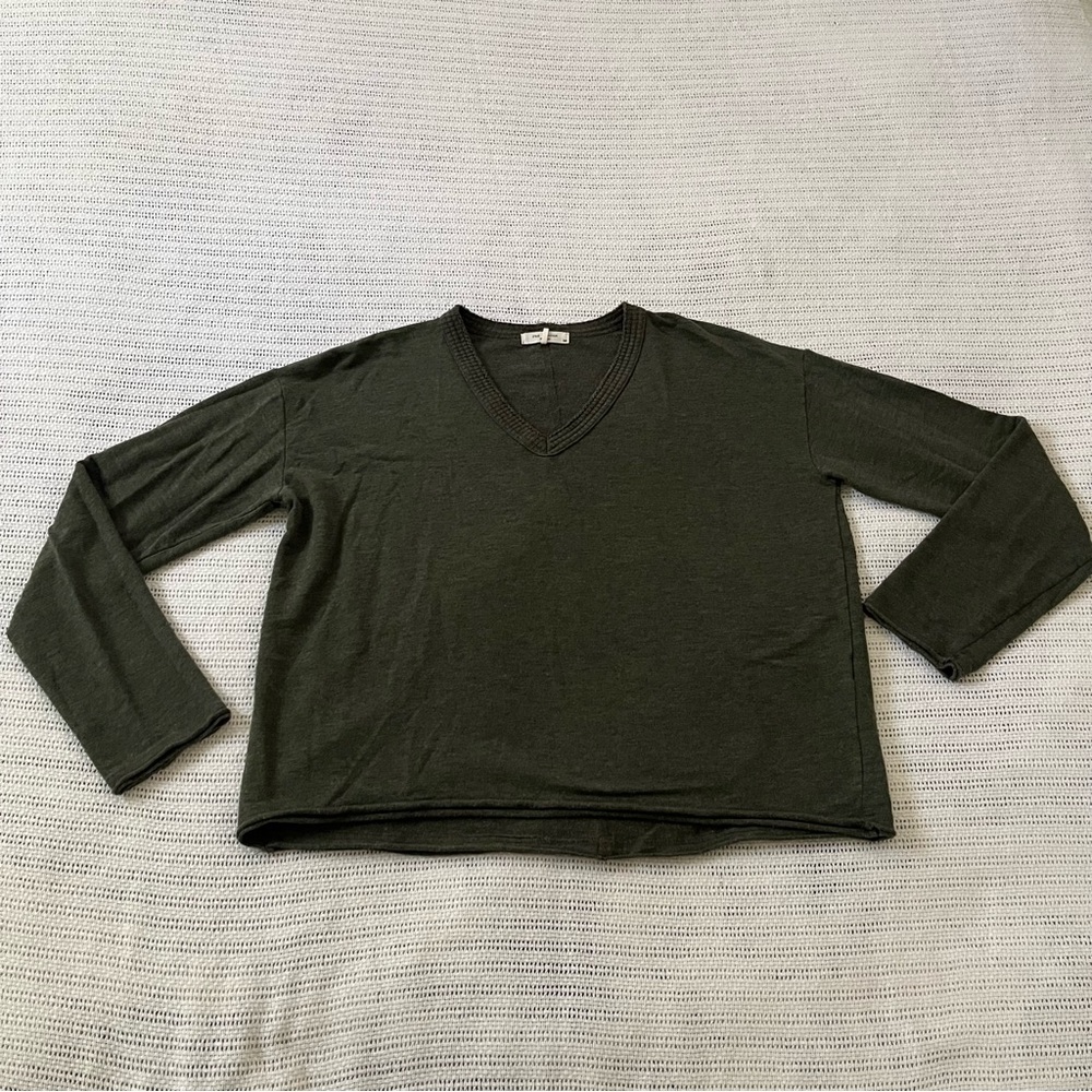 Rag & Bone Green V-Neck Sweater